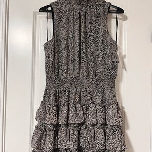 Leopard Print Sleeveless Ruffle Dress